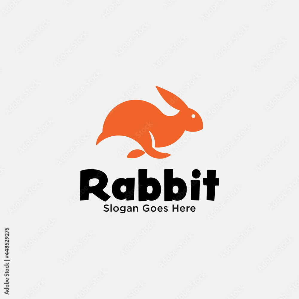 Obraz premium Simple Flat Running Rabbit Logo Design Template. Suitable for Rabbit Pet Shop Delivery Sport Business Brand Company Etc.