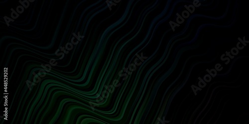 Dark Green vector background with curves.