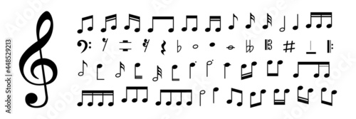 Collection of Music notes. Musical key signs. Vector symbols on white background. Vector illustration. EPS 10