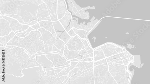 White and light grey Rio de Janeiro City area vector background map, streets and water cartography illustration.