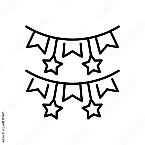 Paper garland vector outline icon style illustration. EPS 10 File photo