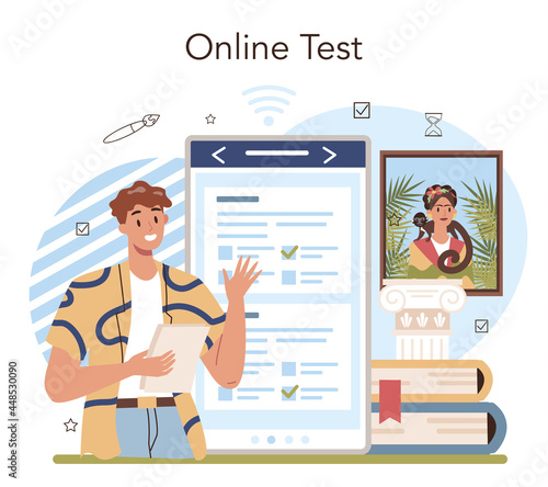 History of art school education online service or platform. Student studying