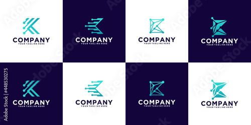 inspiration for the letter k technology monogram logo collection