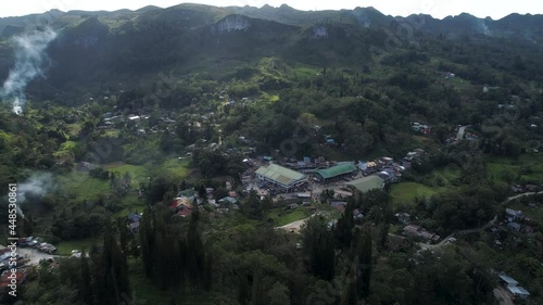 Aerial of Mantalongon Public Market building in rural Cebu, Philippines photo