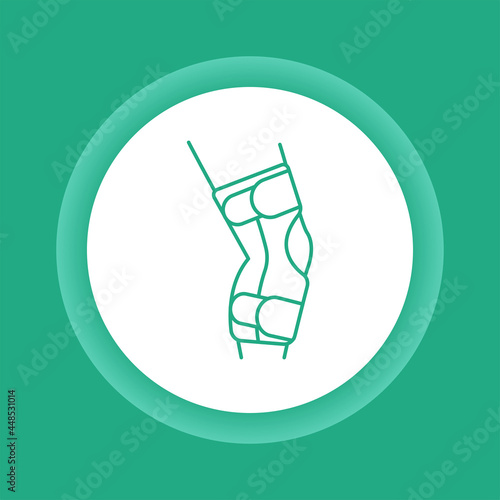 Human knee orthosis medical equipment color button icon.