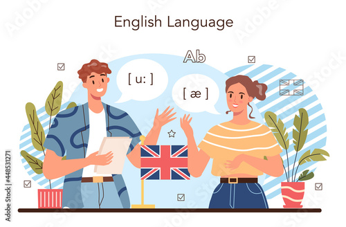 English class concept. Study foreign languages in school or university