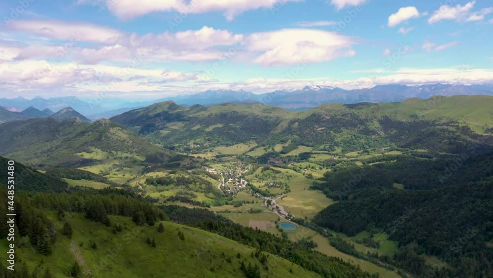aerial landscape on the city of gresse en vercors aerial landscape on the city of gresse en vercors