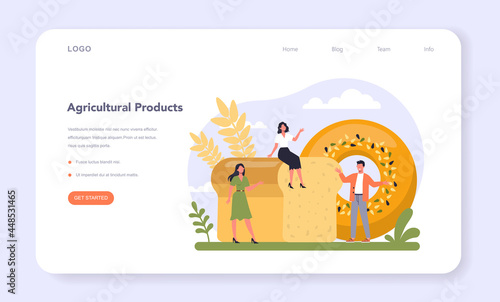 Food industry sector of the economy web banner or landing page