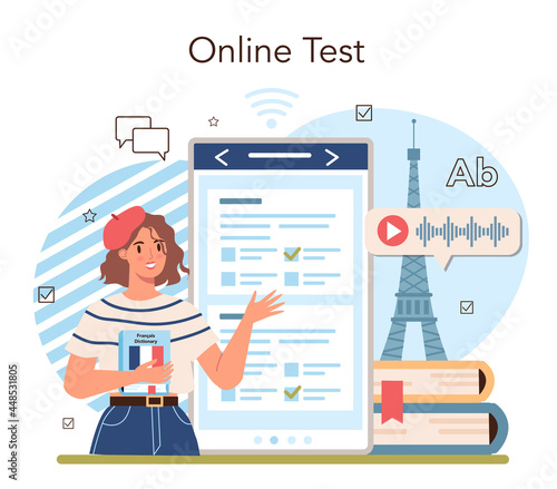 Language school online service or platform. Professor teaching