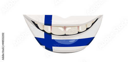 The flag of Finland on the lips. A woman's smile with white teeth. Vector illustration. Free Download The flag of Finland on the lips. A woman's smile with white teeth. Vector illustration. - GFXLoad