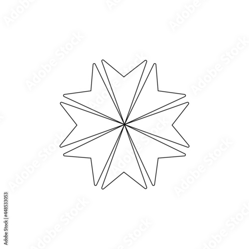 black winter snowflake isolated on white background line icon silhouette