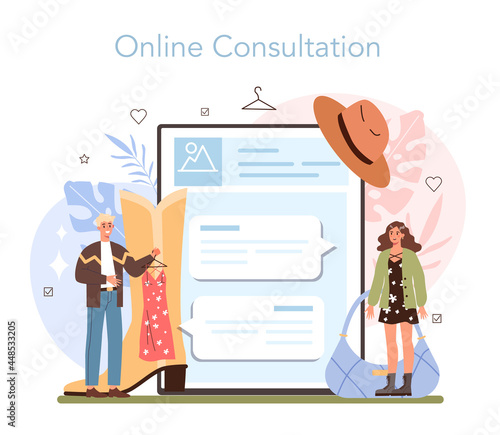 Fashion stylist online service or platform. Modern, creative job