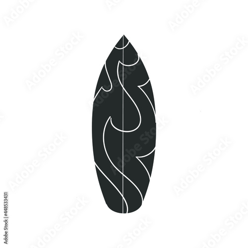 Surf Table Icon Silhouette Illustration. Surfing Sport Vector Graphic Pictogram Symbol Clip Art. Doodle Sketch Black Sign.