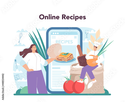 Tasty lasagna online service or platform. Delicious italian cuisine