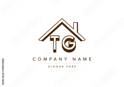 Alphabet letters TG home or house logo for real estate