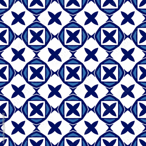 Simple pattern blue and white ceramic tiles.