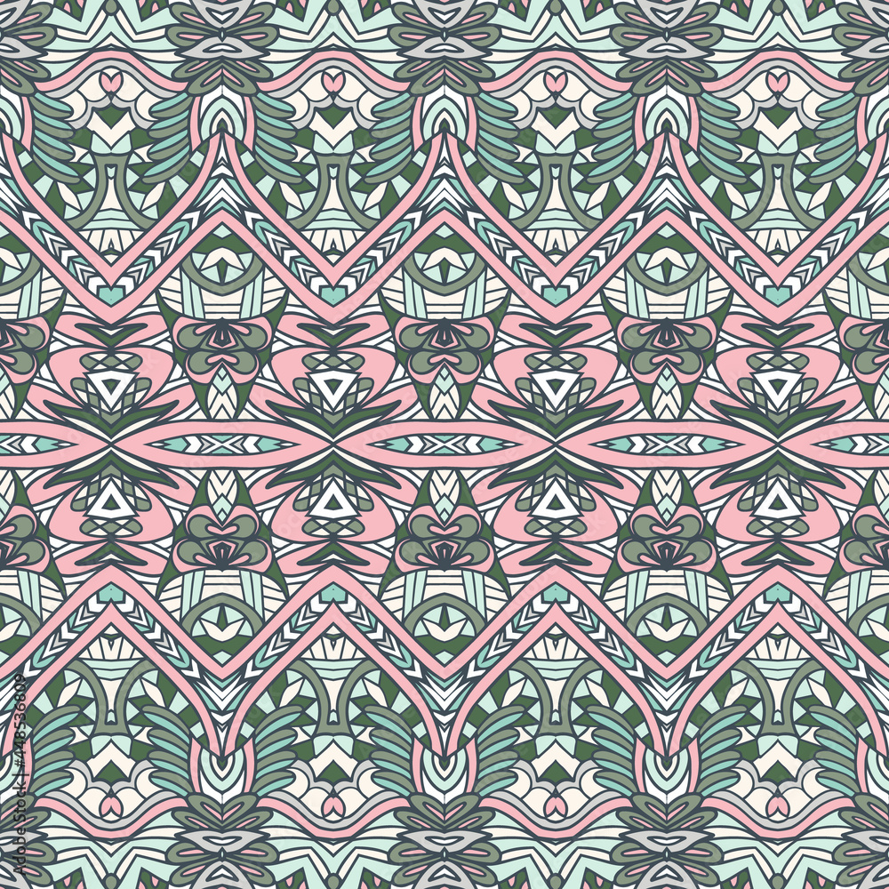 Abstract victorian style ornamental textile design. Ethnic seamless pattern. Vector vintage art background.