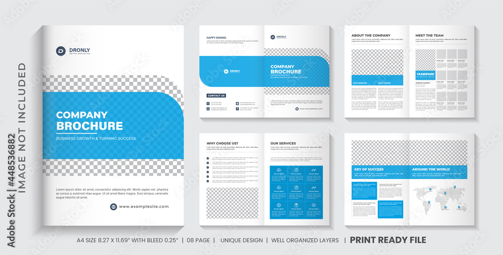 Blue Company brochure template layout design, Minimal Business brochure design template, 8 Pages Corporate brochure template layout Design with blue accent Blue Company brochure template layout design, Minimal Business brochure design template, 8 Pages Corporate brochure template layout Design with blue accent