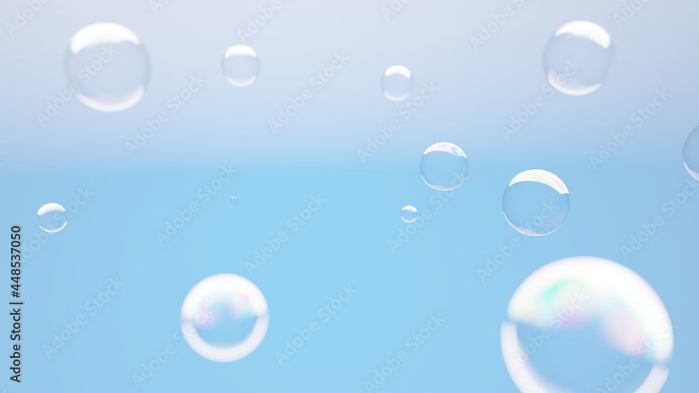 Rendered Bubbles on Light Blue Gradient