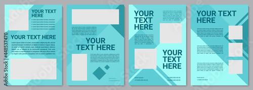 Turquoise colorful brochure template. Flyer, booklet, leaflet print, cover design with copy space. Your text here. Vector layouts for magazines, annual reports, advertising posters