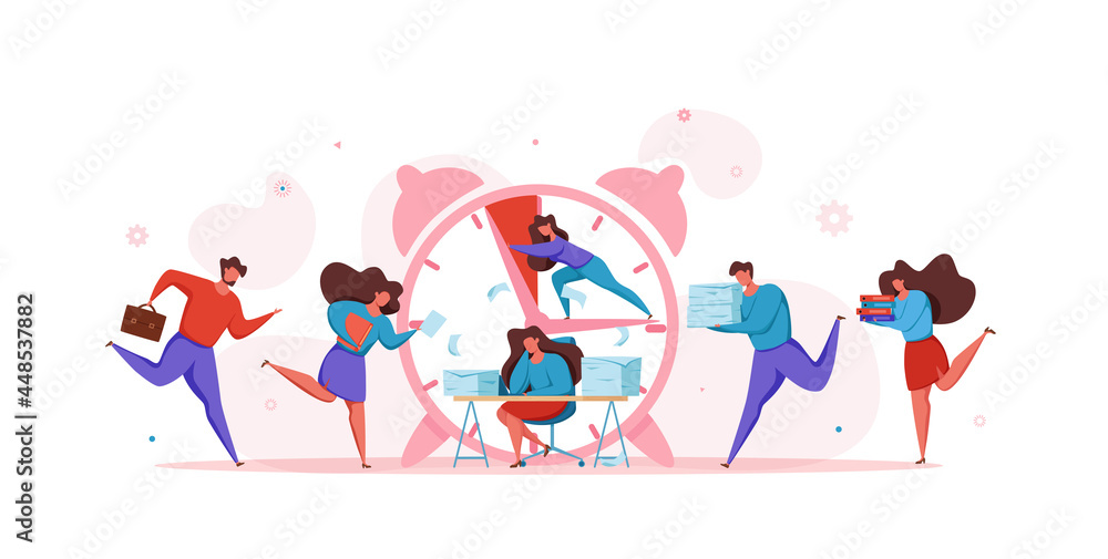 Deadline concept with office teamwork hurrying up in panic. Deadline concept with office teamwork hurrying up in panic.