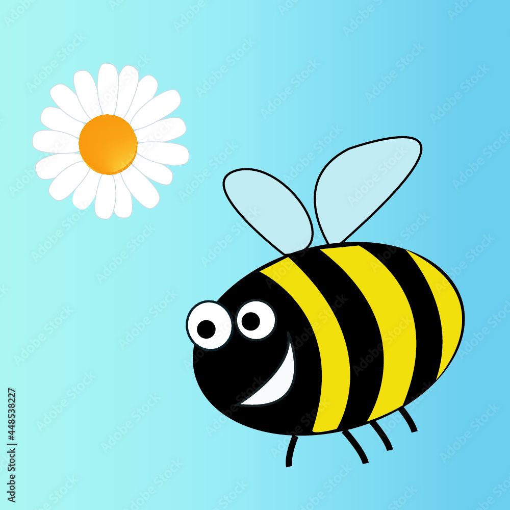 A bee in a comictyle with a flower