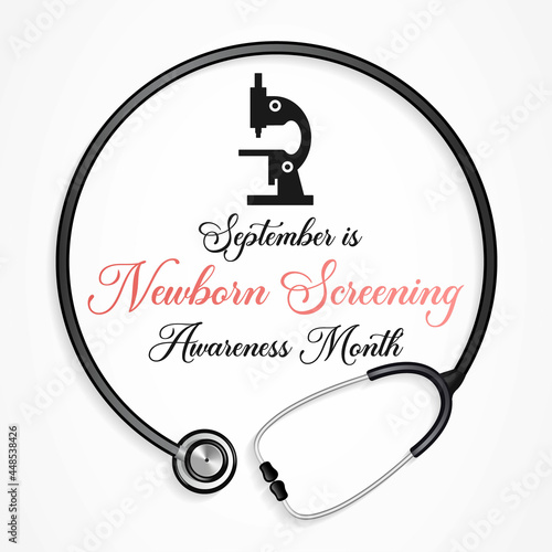 Newborn screening awareness month is observed every year in September, it is a public health program of screening in infants shortly after birth for conditions that are treatable. Vector illustration