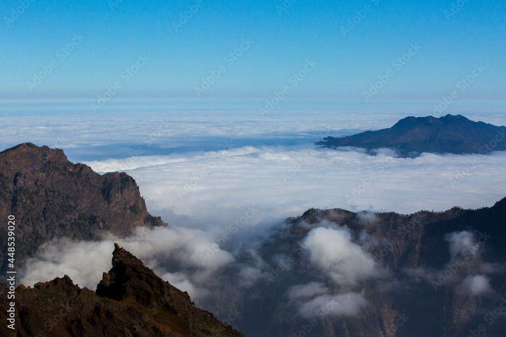 Spring sunset in Caldera De Taburiente Nature Park, La Palma Island, Canary Islands, Spain Spring sunset in Caldera De Taburiente Nature Park, La Palma Island, Canary Islands, Spain