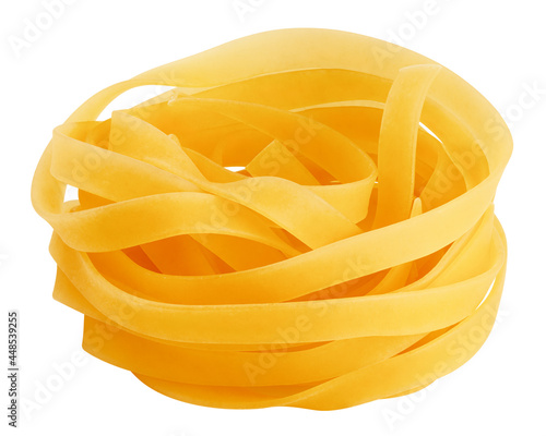 pasta, tagliatelle, fettuccine isolated on white background, clipping path, full depth of field