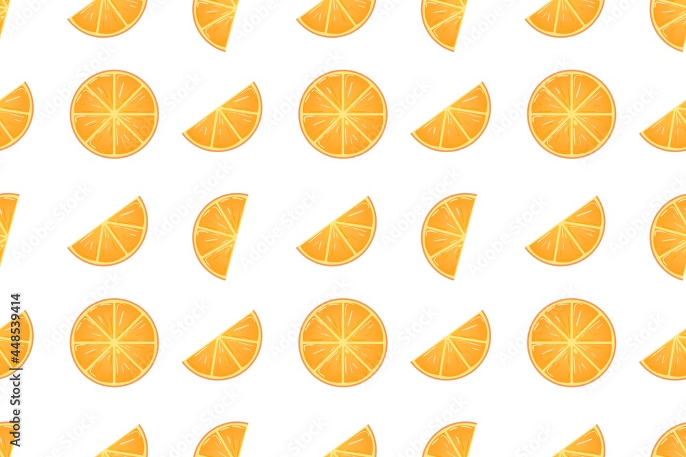 Seamless pattern of juicy slices of oranges