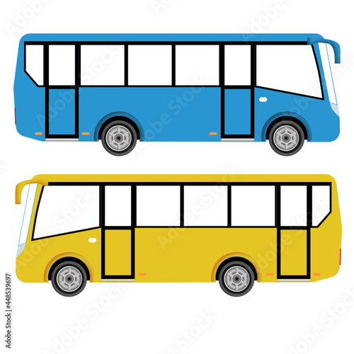 illustration of a blue and yellow bus