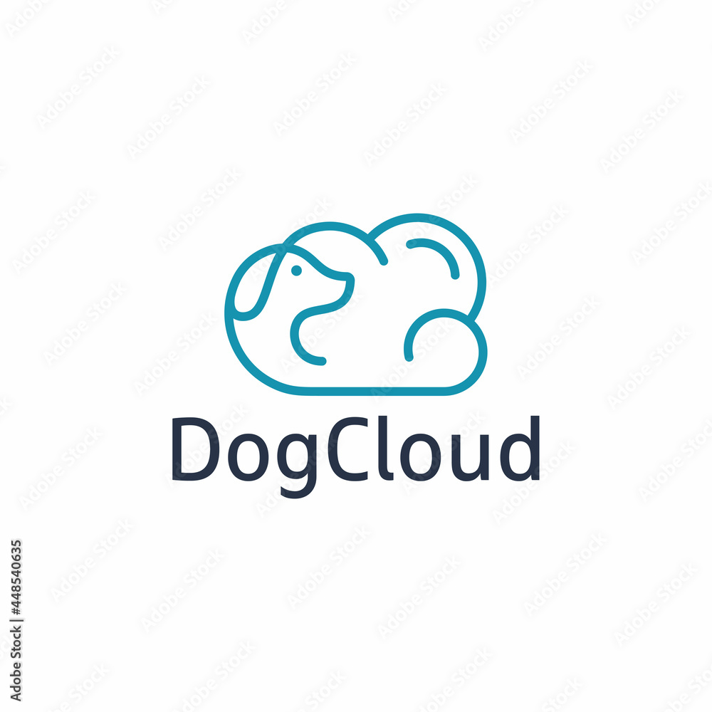 Abstract Dog Cloud Bubble Line Outline Minimal Logo Design Abstract Dog Cloud Bubble Line Outline Minimal Logo Design