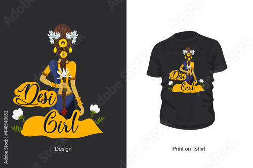 Beautiful Indian Women Creative T shirt Design 
