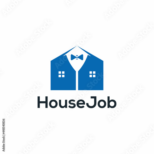 tie suit home shape logo design illustration
