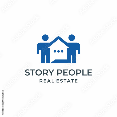 People Home Teamwork Shape Real Estate Logo Design