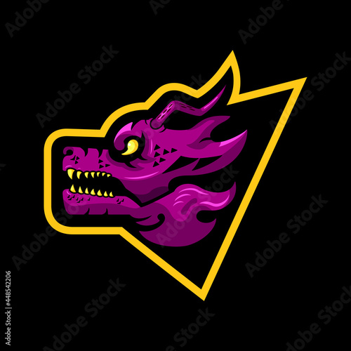 Wallpaper Mural purple dragon head illustration. scary, creative, animal, cartoon and mascot style. suitable for logo, icon, symbol and sign. such as e sports, sports, strong logo and t shirt design Torontodigital.ca
