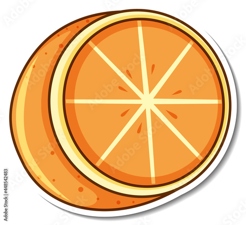 Sticker design with orange fruit isolated