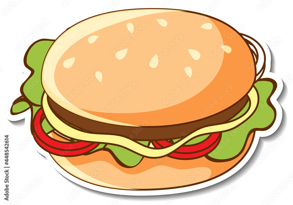 Sticker design with a hamburger isolated Sticker design with a hamburger isolated