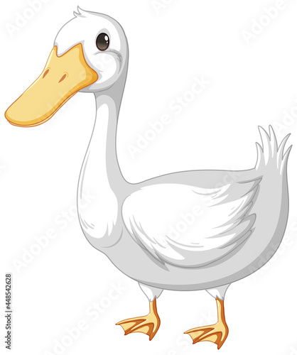 An adult duck in cartoon style isolated on white background photo