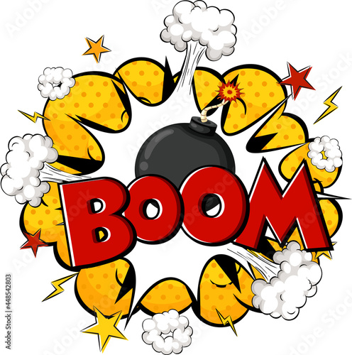 Comic speech bubble with boom text