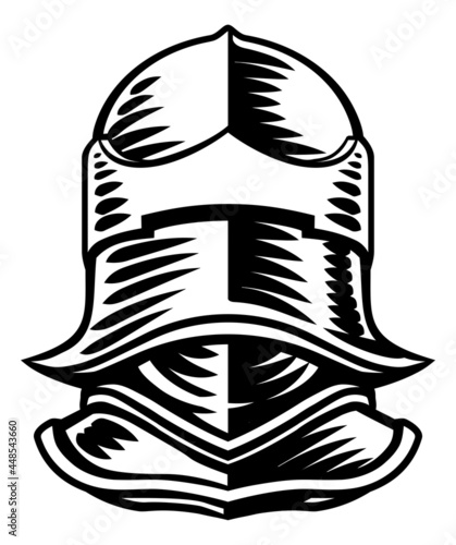 Knight Helmet Armor Helm Medieval Vintage Woodcut