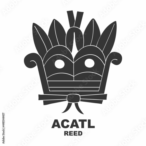 Vector icon with Glyph from Aztec calendar Tonalpohualli. Calendar day symbol Acatl photo