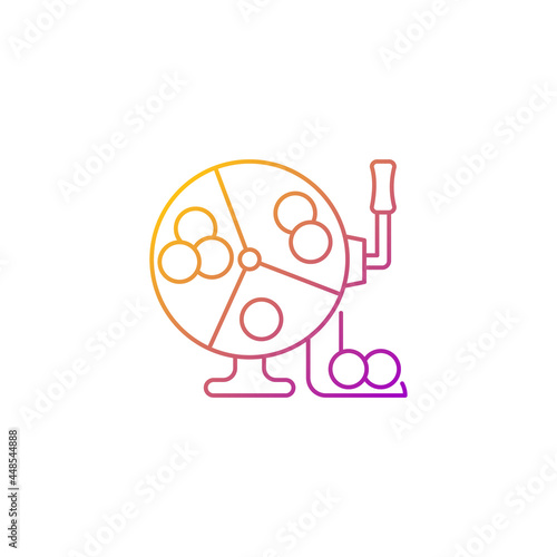 Ball draw machine gradient linear vector icon. Drawing winning numbers for lottery game. Bingo blowers. Thin line color symbols. Modern style pictogram. Vector isolated outline drawing