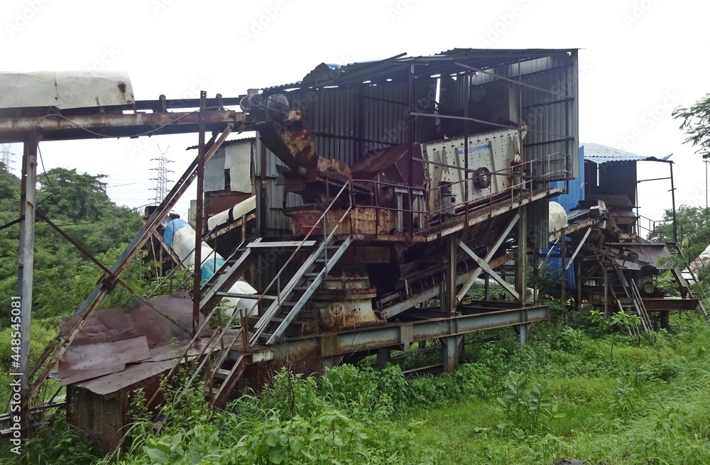 Fototapeta premium abandoned stone crusher plant in india