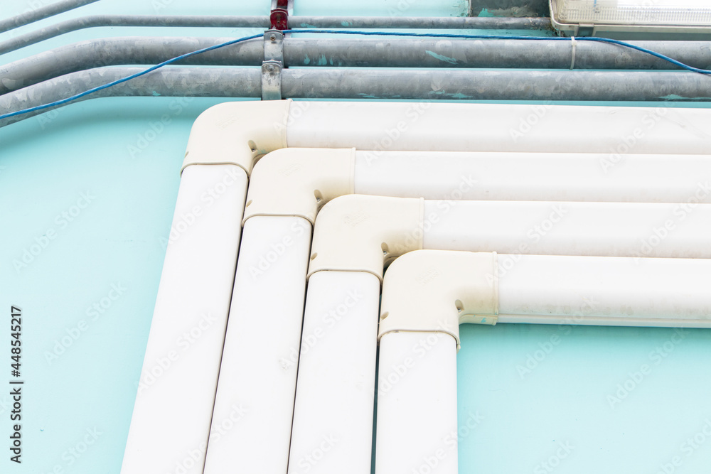 Air duct, wiring and plumbing in the mall. Air conditioner pipe, wiring pipe, and plumbing pipe