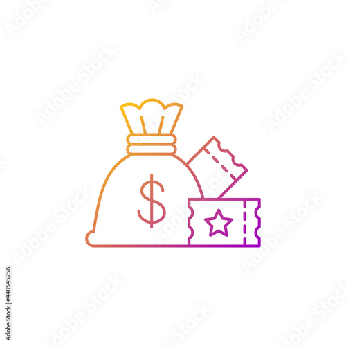 Lump-sum payment gradient linear vector icon. One-time cash payout. Lottery winning. Collecting jackpot at once. Thin line color symbols. Modern style pictogram. Vector isolated outline drawing