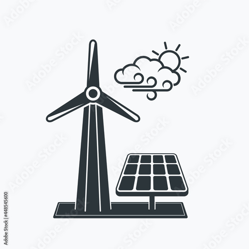 illustration of wind energy and solar panel.