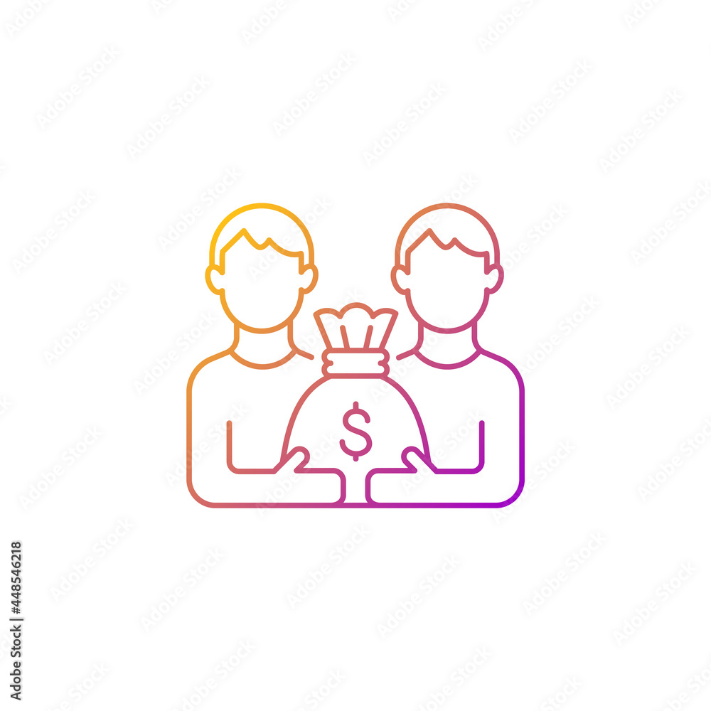 Pari mutuel prize gradient linear vector icon. Dividing prize between same tier winners. Parimutuel betting. Thin line color symbols. Modern style pictogram. Vector isolated outline drawing Pari mutuel prize gradient linear vector icon. Dividing prize between same tier winners. Parimutuel betting. Thin line color symbols. Modern style pictogram. Vector isolated outline drawing