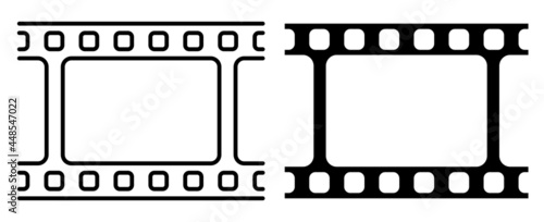 Linear icon. Part of old 35 mm photo film. World cinema day December 28th. Simple black and white vector