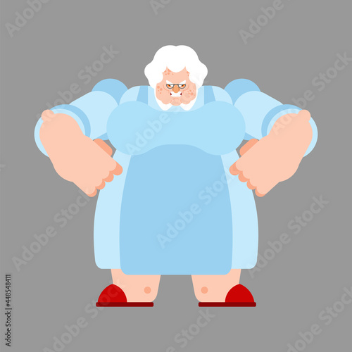 Angry old teacher. Disgruntled old wife. vector illustration For September 1